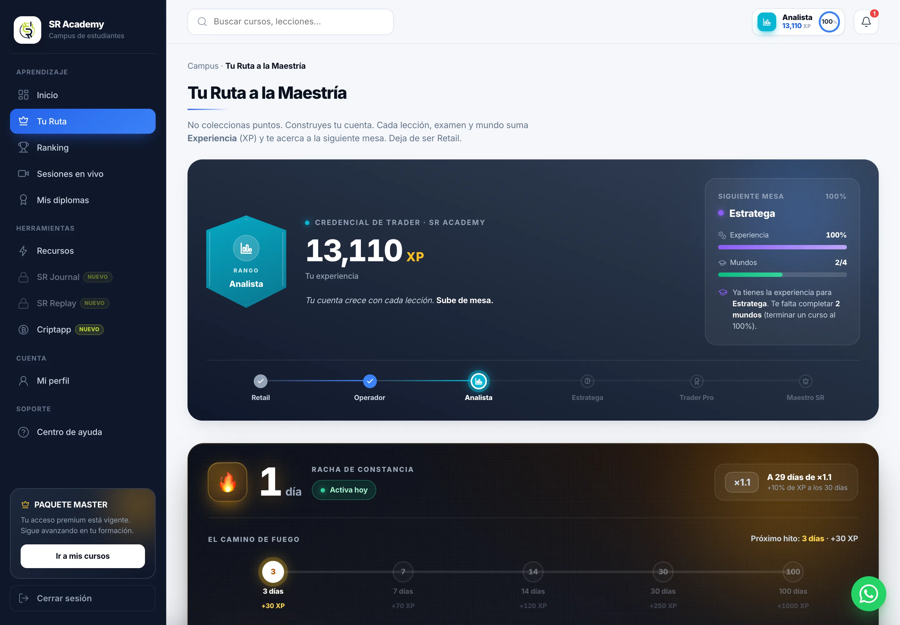 Campus SR Academy — Tu progreso